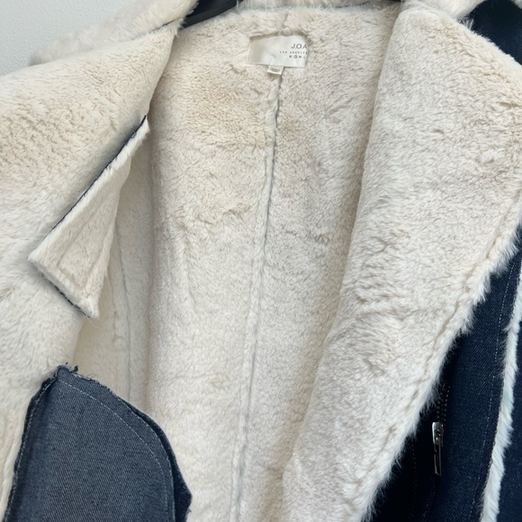 J.O.A Denim Biker Jacket With Faux Shearling Lining Women’s Size Small - Picture 9 of 9